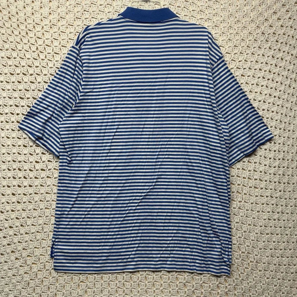 Polo Golf Ralph Lauren Shirt Men's XL Blue White Striped 100% Cotton Polo Shirt